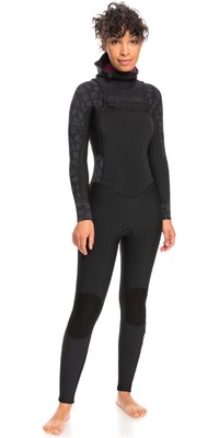 2024 Roxy Womens Swell Series 5/4/3mm Chest Zip Hooded Wetsuit ERJW203012 - Black